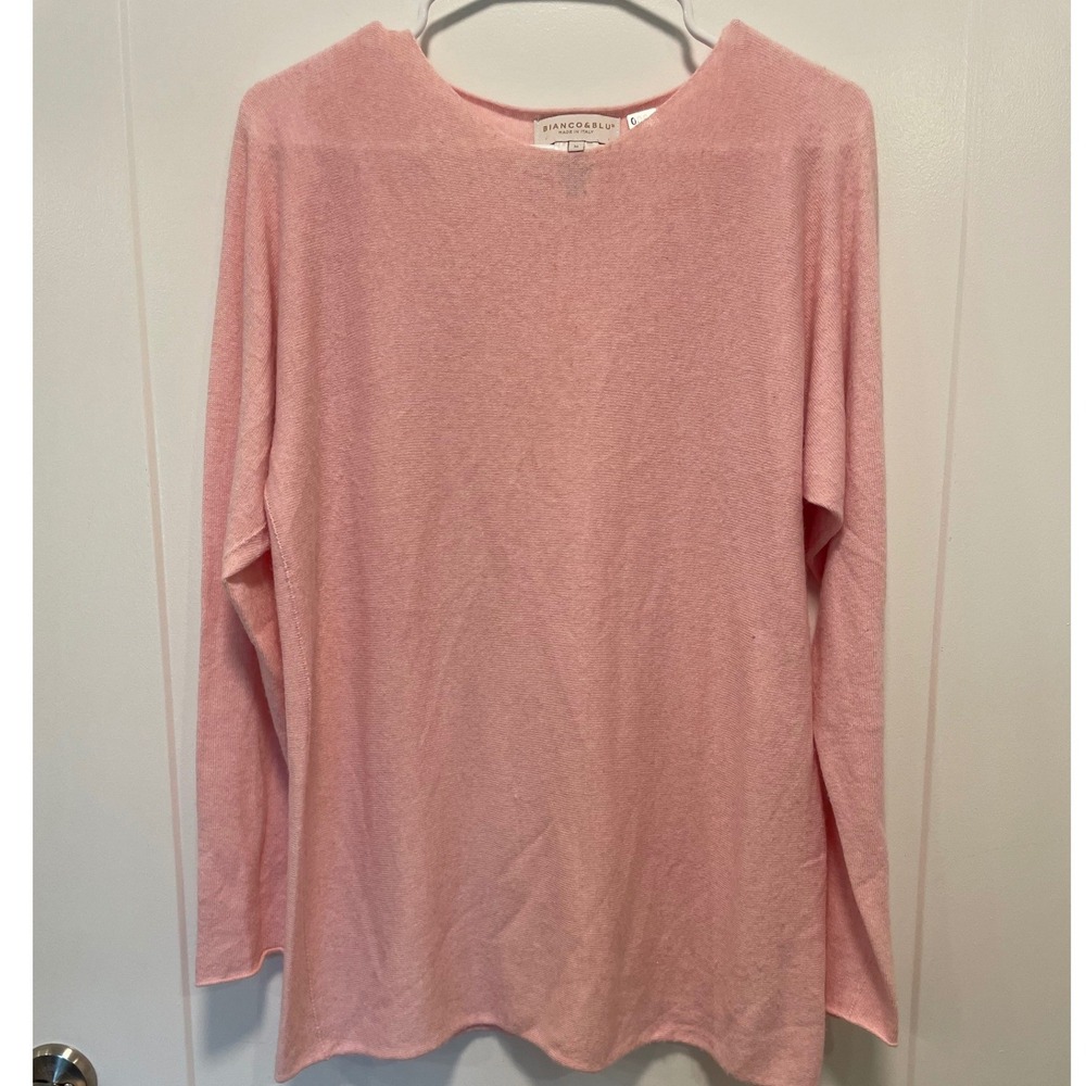 Bianco & Blu Italy Pink Wool Cashmere Silk Blend Crew Neck Sweater Womens Medium